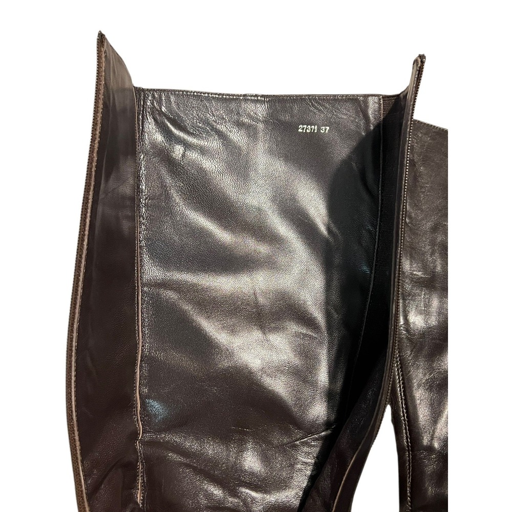 LK Bennett Dark Brown Leather Knee High Zip Up Elasticated Riding Boots EU37 - Picture 5 of 6